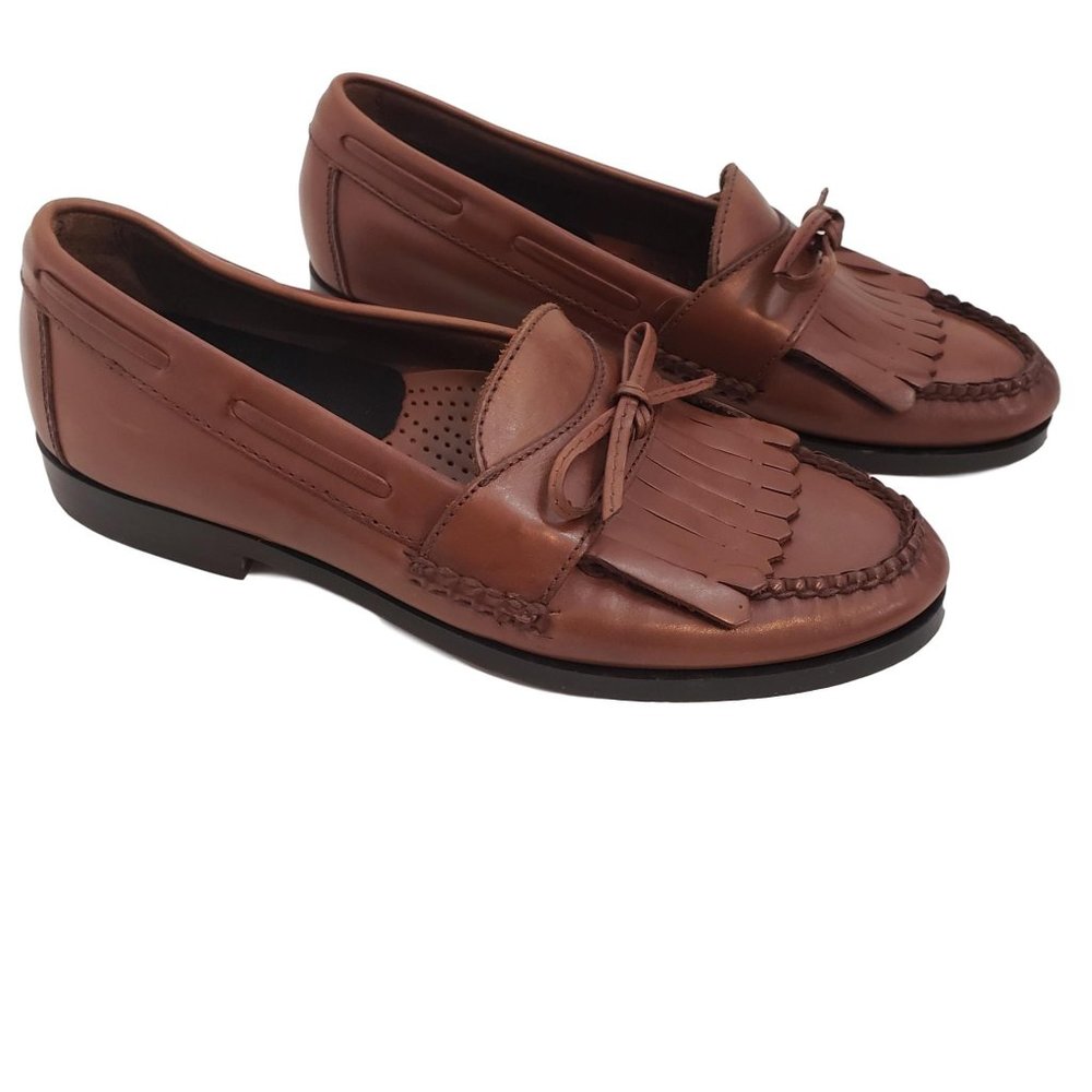 Bass Loafers Honey Brown Leather Size 7M "Parry"